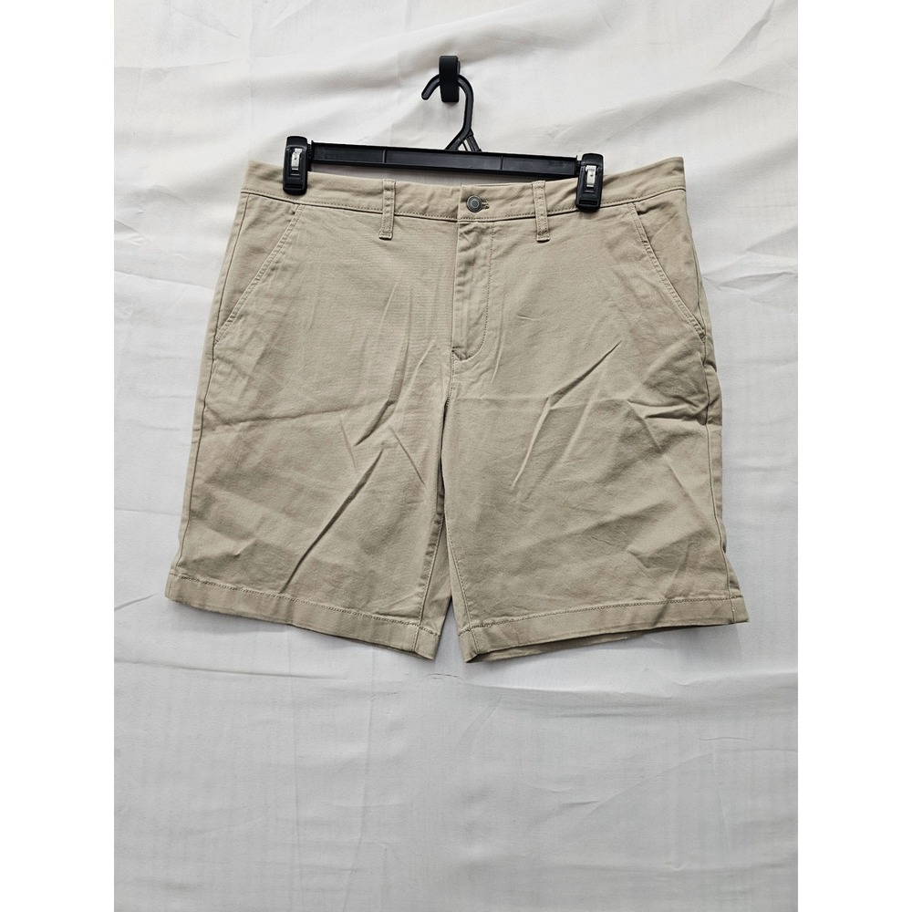 Member's Mark Mens Flat Front Twill Shorts Khaki Cotton Blend Casual Size 36